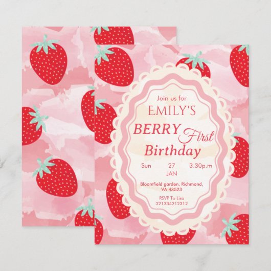 Baby's First Birthday Invitation Einladung (Vorne/Hinten)