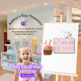 Baby's First Birthday Pastel Pink Bows Geschenkpapier