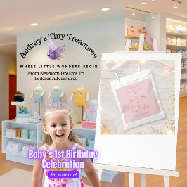 Baby's First Birthday Pastel Pink Bows Geschenktütchen