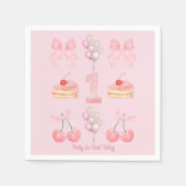 Baby's First Birthday Pastel Pink Bows Napkins Serviette (Vorderseite)