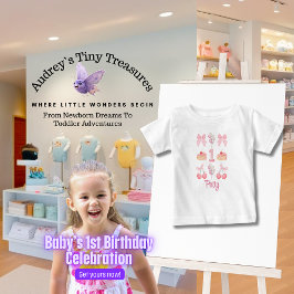 Baby's First Birthday Pastel Pink Bows T - Shirt