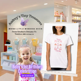 Baby's First Birthday Pastel Pink Bows T-Shirt