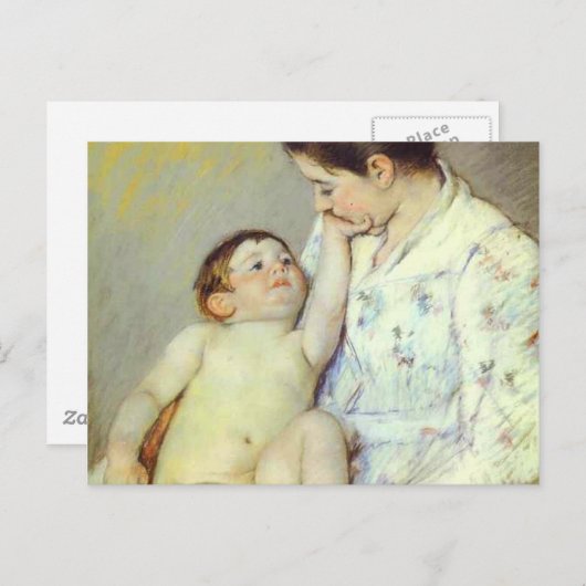 Baby's First Caress. c. 1890, Mary Cassatt Postkarte (Vorne/Hinten)