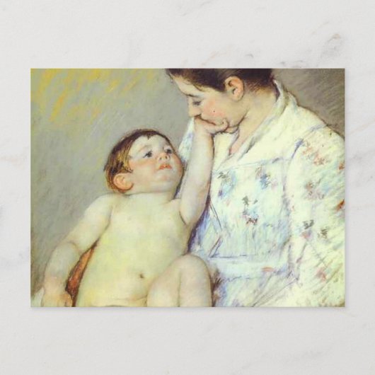 Baby's First Caress. c. 1890, Mary Cassatt Postkarte (Vorderseite)