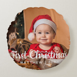 Baby's First Christmas 1 Foto Rundes Kissen