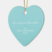 Baby's First Christmas 2022 Personalisiert Aqua Bl Keramik Ornament (Links)