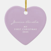 Baby's First Christmas 2022 Personalisiert Lilac Keramik Ornament (Vorne)