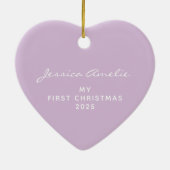 Baby's First Christmas 2022 Personalisiert Lilac Keramik Ornament (Hinten)