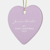 Baby's First Christmas 2022 Personalisiert Lilac Keramik Ornament (Links)
