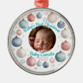 Baby's First Christmas 2025 Personalized Photo  Ornament Aus Metall (Vorne)