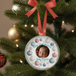 Baby's First Christmas 2025 Personalized Photo Ornament Aus Metall