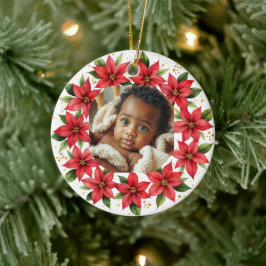 Baby's First Christmas 2025 Poinsettia Wreath Keramik Ornament