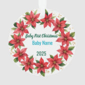 Baby's First Christmas 2025 Poinsettia Wreath  Ornament (Rückseite)