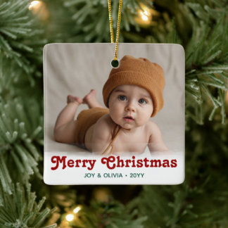 Baby's First Christmas 2 Foto Birth Stats Keramik Keramikornament