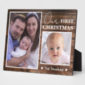 Baby's First Christmas 2 Foto Collage Rustic Wood Fotoplatte (Seite)