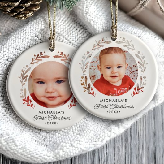 Baby's First Christmas 2-Foto Cutout Frame Keramik Ornament