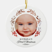 Baby's First Christmas 2-Foto Cutout Frame Keramik Ornament (Vorne)