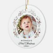 Baby's First Christmas 2-Foto Cutout Simple Keramik Ornament (Links)