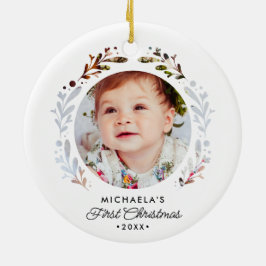 Baby's First Christmas 2-Foto Cutout Simple Keramik Ornament