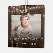 Baby's First Christmas 2 Foto Holz und Licht Keramikornament (Links)