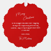 Baby's First Christmas Adorable Red Christmas Ornament Karte (Rückseite)