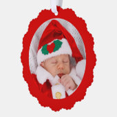 Baby's First Christmas Adorable Red Christmas Ornament Karte (Links)