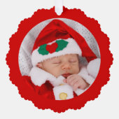 Baby's First Christmas Adorable Red Christmas Ornament Karte (Vorderseite)