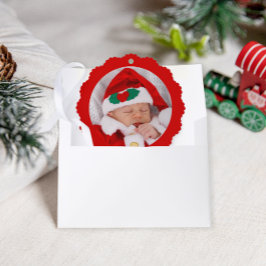 Baby's First Christmas Adorable Red Christmas Ornament Karte