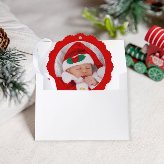 Baby's First Christmas Adorable Red Christmas Ornament Karte