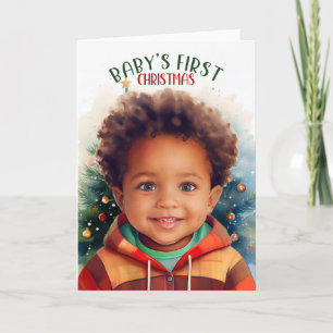 Baby's First Christmas African American Boy Feiertagskarte