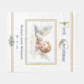 Baby's First Christmas Angel Gold White Christmas Fleecedecke (Vorderseite (Horizontal))