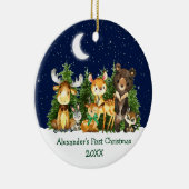 Baby's First Christmas Animals Deer Bow Sky Keramik Ornament (Rechts)