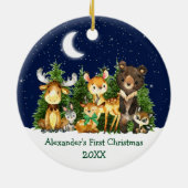Baby's First Christmas Animals Deer Bow Sky Keramik Ornament (Hinten)