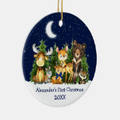 Baby's First Christmas Animals Deer Sky Bow Keramik Ornament (Rechts)