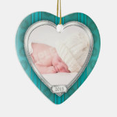 Babys First Christmas Aqua Silver Foto Xmas Keramikornament (Rechts)