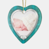 Babys First Christmas Aqua Silver Foto Xmas Keramikornament (Links)