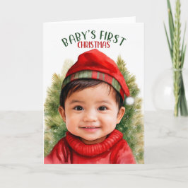 Baby's First Christmas Asian American Boy Feiertagskarte