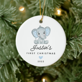 Baby's First Christmas Baby Boy Elephant Keramik Ornament