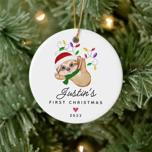 Baby's First Christmas Baby Boy Sloth Keramik Ornament (Baum)
