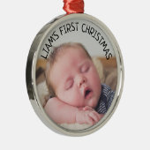 Baby's First Christmas Baby Foto Blue Christmas Ornament Aus Metall (Rechts)