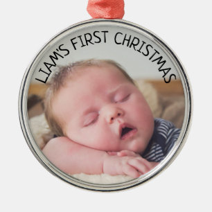 Baby's First Christmas Baby Foto Blue Christmas Ornament Aus Metall