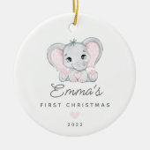 Baby's First Christmas Baby Girl Elephant Keramik Keramik Ornament (Vorne)