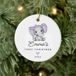 Baby's First Christmas Baby Girl Elephant Keramik Ornament