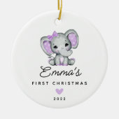 Baby's First Christmas Baby Girl Elephant Keramik Ornament (Vorne)