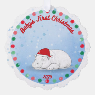 - Baby's First Christmas - Baby Hippo Paper Orname Ornament Karte
