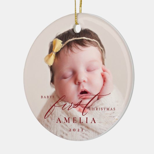 Babys First Christmas Baby Stats Keramik Ornament (Links)
