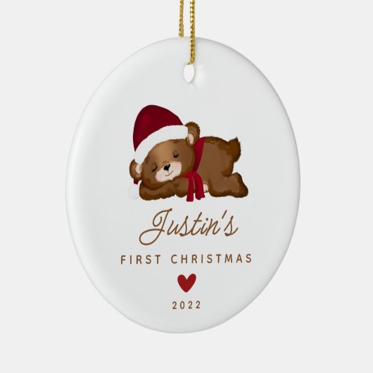 Baby's First Christmas Baby Teddy Bear Keramik Ornament (Rechts)