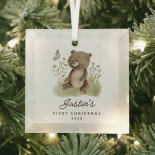 Baby's First Christmas Bear Ornament Aus Glas