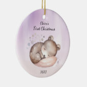Baby's First Christmas Bear Personalisiert Keramik Ornament (Rechts)