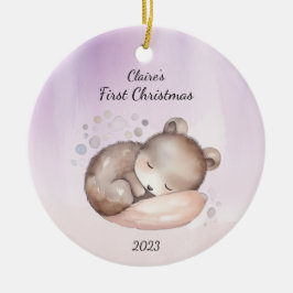 Baby's First Christmas Bear Personalisiert Keramik Ornament